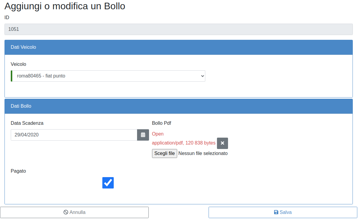 Modifica di un Bollo