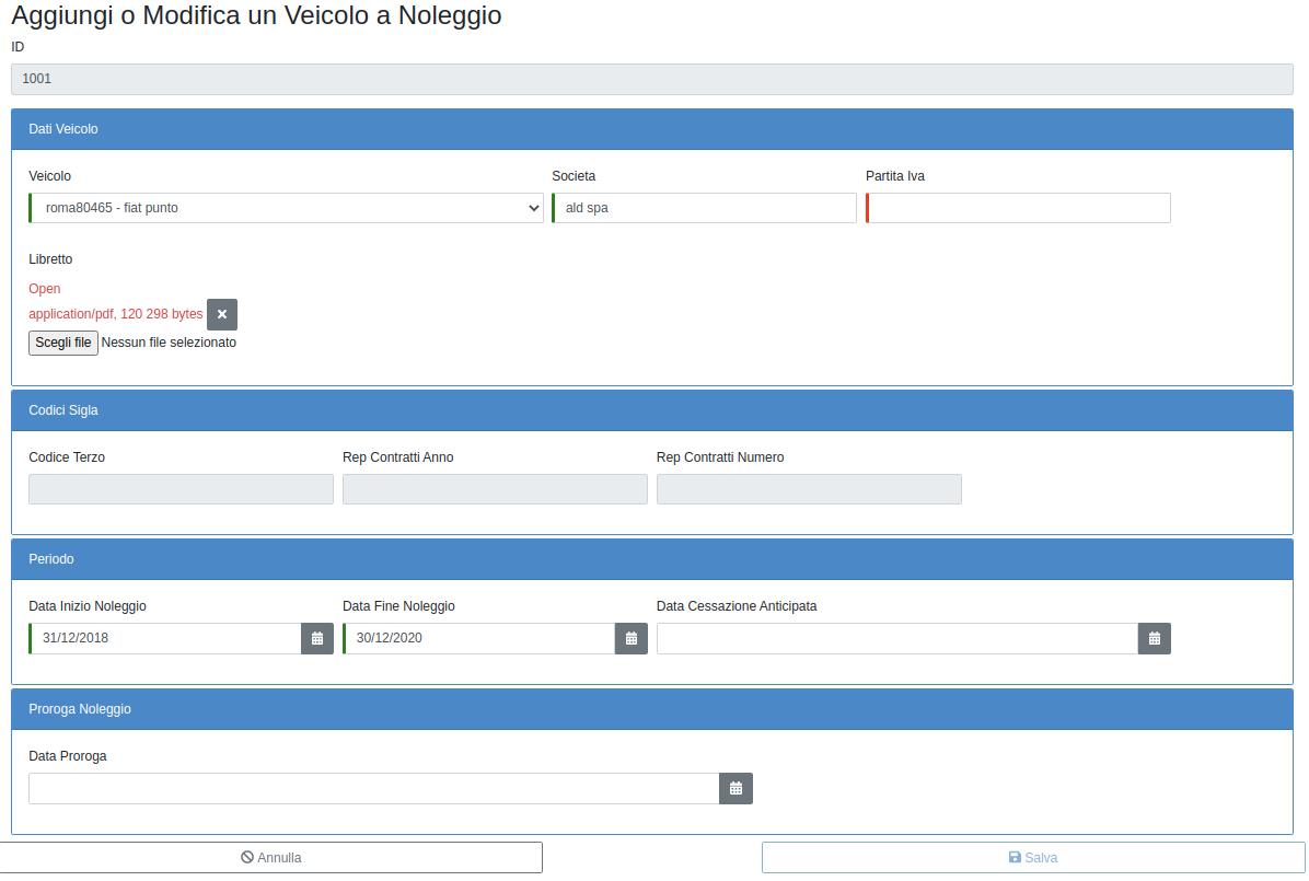 Nuovo Veicolo a Noleggio