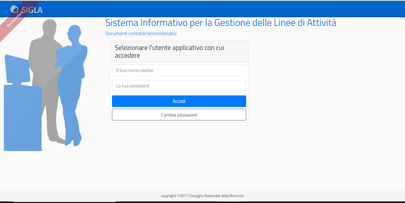 Schermata di accesso a SIGLA